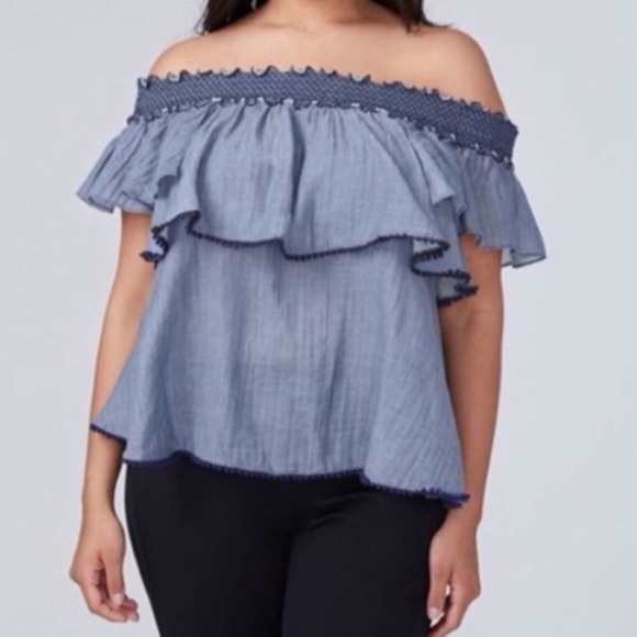 Lane Bryant Tops - Lane Bryant Chambray Blue Blouse Top;18/20 women’s